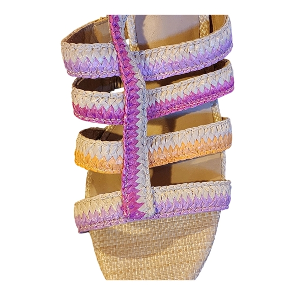 Antonio Melani Ombre Woven Raffia Strappy Sandals - Size 10M Boho Summer Shoes - Picture 5 of 10